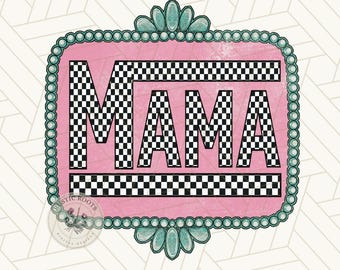 Original Creator Western Mama png, turquoise png, Checkered mama sublimation, trendy mama digital design