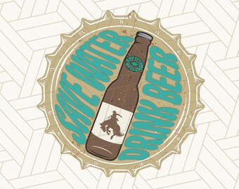 Vintage Western Rodeo Beer PNG: Cowboy Design (Digital Download)