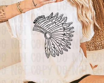 Doodle Indian Mascot PNG: Hand-Drawn Warriors Design (Digital Download, 3 PNGs)