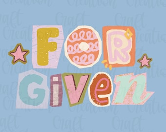 Easter PNG Christian Shirt Design Forgiven Png Christian Easter Shirt, Magazine Letters Preppy Design - Wwjd