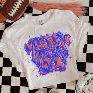 Preppy Bulldog Png, Mascot Digital Design, Team Spirit, Instant Download, Hand drawn Mascots, trendy digital design, Colorful brushstroke