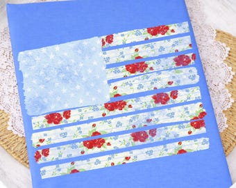 Bandiera floreale PNG, bandiera americana PNG, patriottico PNG, femminile, delicato PNG, strisce PNG, Memorial Day PNG