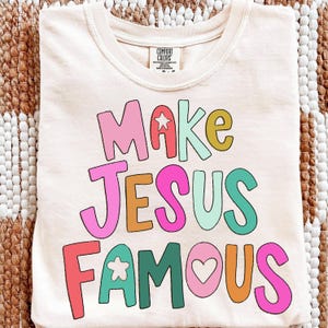 Haz famoso a Jesús PNG: Cristiano moderno y colorido (descarga digital) Fe preppy, primavera, verano