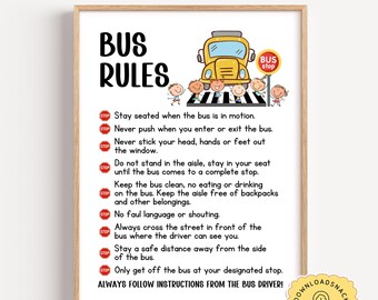 Bus Rules Visual School Bus Safety Rules Poster & Activities | Digital Classroom ...
