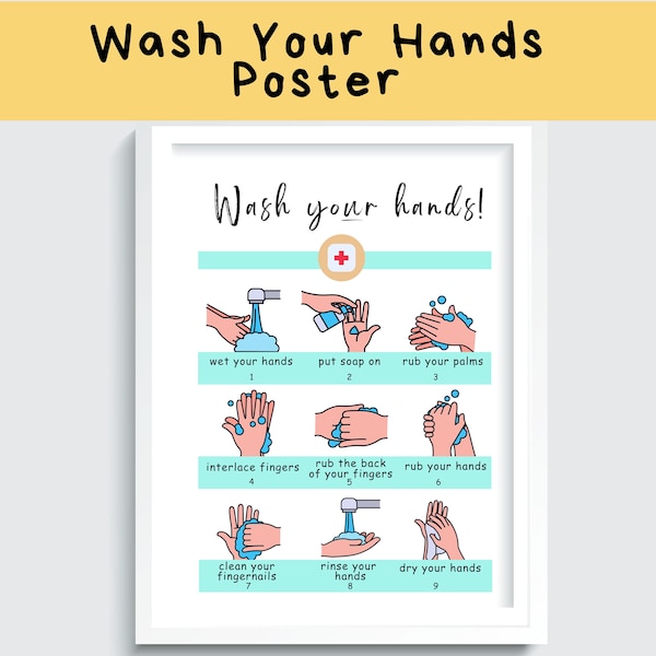 WASH YOUR HANDS poster Nurse Office Poster School Clinic Classrooms Elementary Teacher Daycare printable inclusion, self-contained education