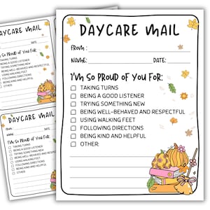 Dagopvang Mail Note Home, Griezelig seizoen, Leraar kinderopvang, Communicatiekaart, Map kinderopvang, Herfst, Halloween, Jack o Lantern, Afdrukbaar