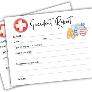 Daycare Incident Report, Daycare Childcare Provider, Child Incident, Child Bite form, Daycare Printable, Ouch Report, Boo boo Report