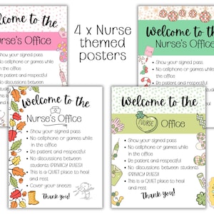 WELCOME to the SCHOOL NURSE Office Poster, haben Sie einen Pass, Klinik-Gesundheitsdrucke, Gesundheitsklassenzimmerschild
