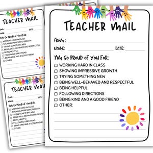 Postbriefje leraar naar huis, leraar kinderdagverblijf, briefje van de leraar, Happy Mail, potloden communicatiekaart, leraar opscheppen, beloningsbriefje naar huis,