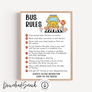 School Bus Rules Poster, Teach Safety, Classroom Decor (Digital Download)