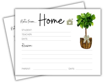 I WAS SICK Note From Home to School, Parent Note for Teacher, Parent ...