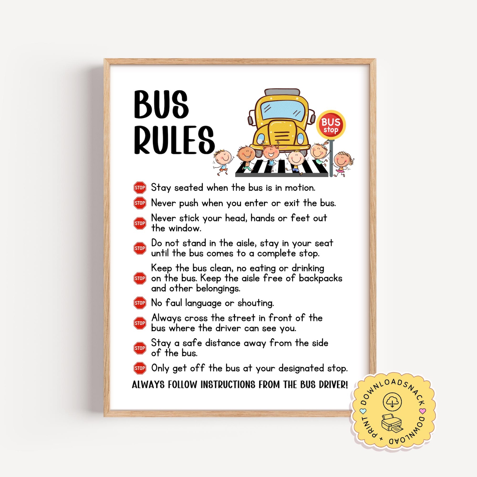 School Bus Rules Poster, Teach Safety, Classroom Decor (digital ...
