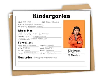 School Memory Box Printable: K-12 Keepsake, First Day Interview (PDF Download)