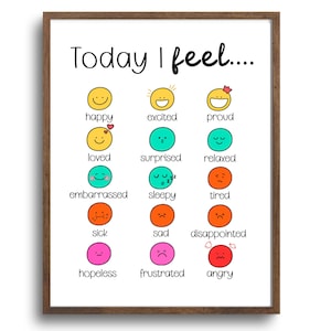 Póster de emociones, Tabla de sentimientos para niños, Hoy me siento, Consejero escolar, Enfermero escolar, Aula, Montessori, Salud mental, Educación en casa