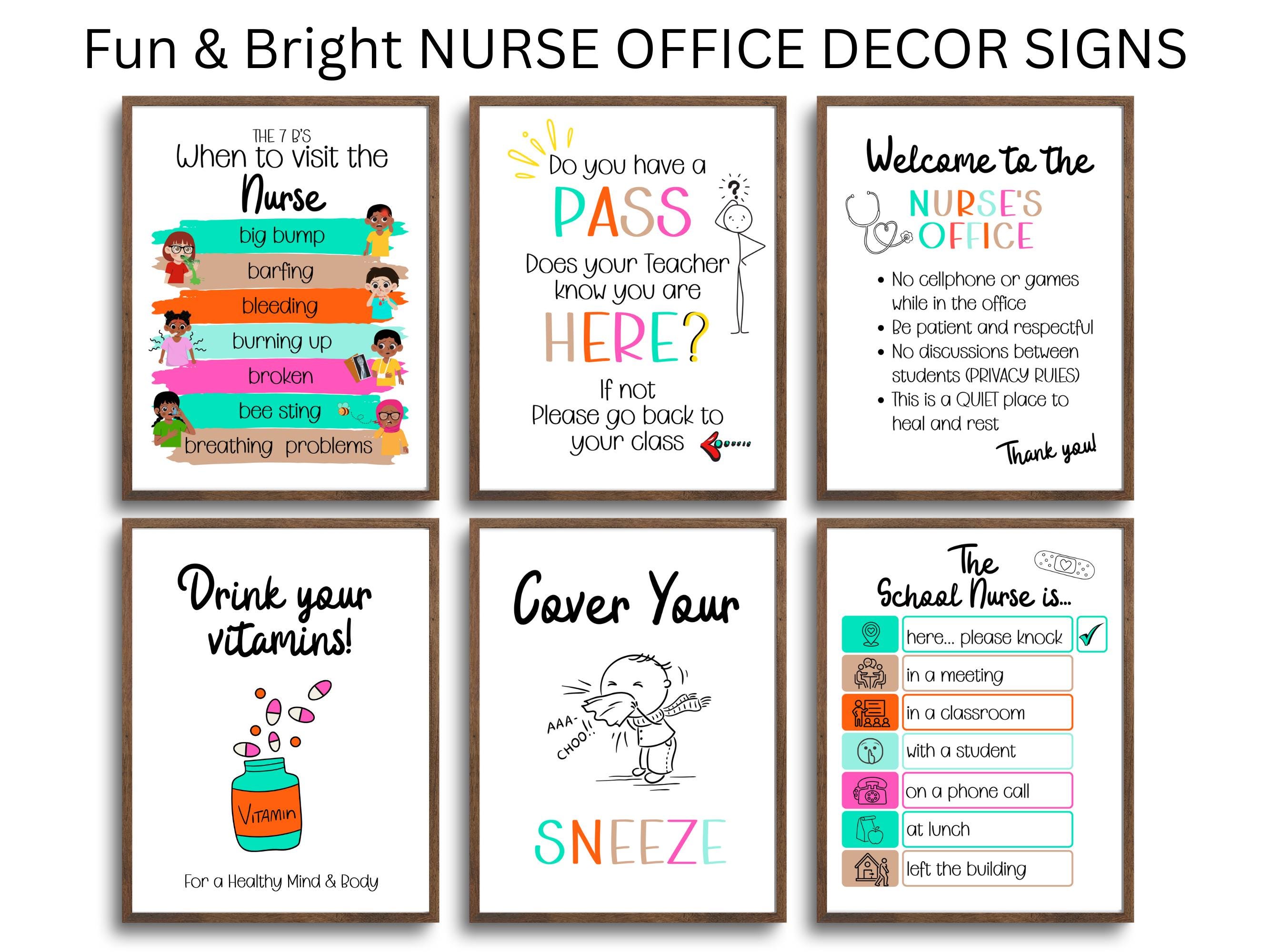 SCHOOL NURSE Office Posters, School Clinic Health Prints, Clinic Room ...