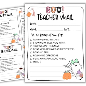 Teacher Mail Note Home, Spooky Season, Note from the Teacher, Communicatiekaart, Teacher Brag, Herfst, Halloween, Reward Note Home, Afdrukbaar