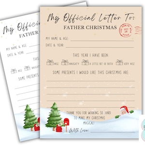 Brief an den Weihnachtsmann/Weihnachtsmann zum Ausfüllen, Kinderwunschliste ,, Brief an den Weihnachtsmann, Lieber Weihnachtsbrief, personalisieren, druckbar