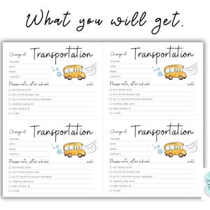 TRANSPORTATION CHANGE, Note From Home, Note for Teacher, Makes Sure ...