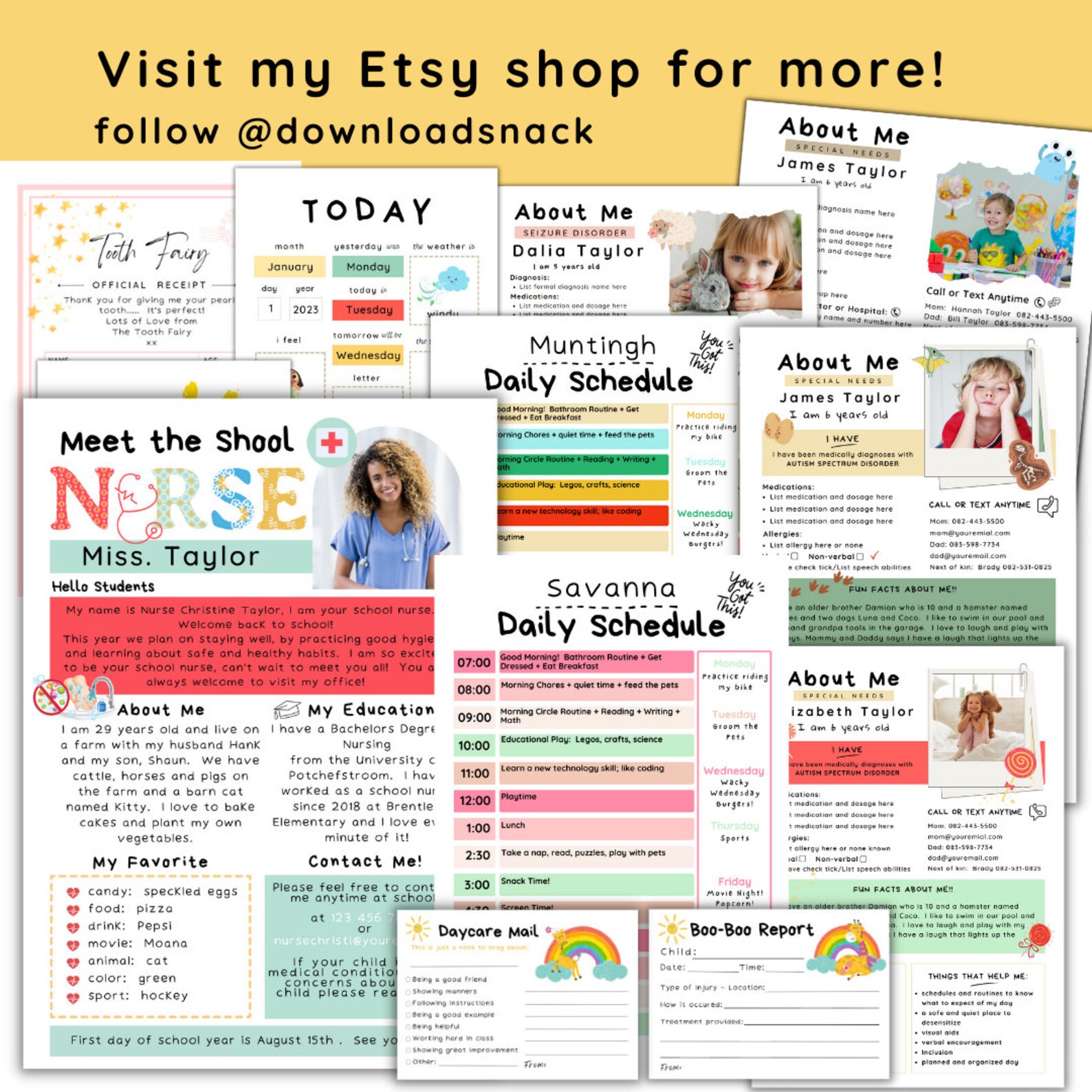 16 SCHOOL NURSE Office Posters, School Clinic Health Prints, Clinic