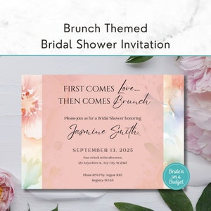 Floral Bridal Brunch Invitation, Bridal Shower Brunch Invitation, Bridal Brunch Invite, Instant Download, Edit with Canva, Floral Invitation