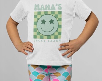 Kleinkind Kinder St Patricks Day Mamas Glücksbringer T-shirt, Mädchen Jungen St Pattys Day Retro Smiley Gesicht Shirt