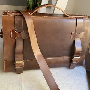 Porte-documents en cuir pour hommes/ porte-documents en cuir/ sac en cuir pour ordinateur portable plus fichier/ portefeuille en cuir cousu à la main/ cartable en cuir pour hommes
