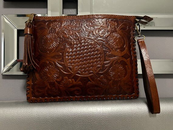 Full grain leather purse sale