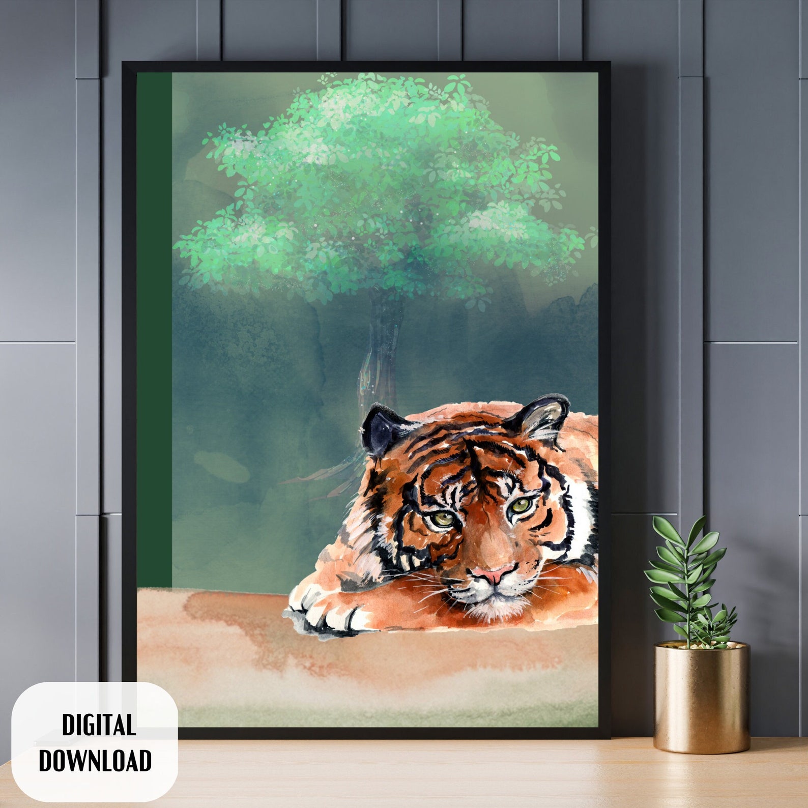 Printable Watercolor Animal Art Tiger Print Wall Art for Home Etsy