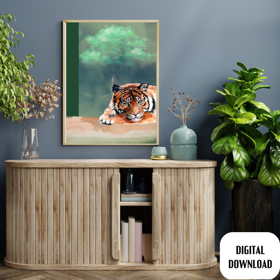 Printable Watercolor Animal Art Tiger Print Wall Art for Home Etsy
