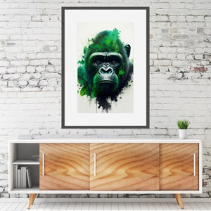 Gorilla Print Wall Art Decor Safari Canvas Decoration Gorilla Art Jungle Animals Digital Printable Artwork Home Decor