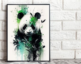 Abstract Panda Print, Woodland Wall Art (Digital Download)