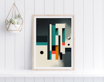 Bauhaus Geometric Exhibition Art Print, Minimalist Decor (Digital Download)