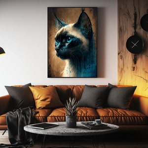 Siamese Cat Print Siamese Cat Gift Wall Art, Cat Portrait Wall Art, Printable Cat Art,Cat Portrait Print,Digital art print,High Quality
