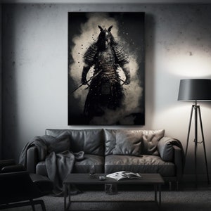 Samurai Warrior Poster, Japanese Samurai Artwork, Warrior Painting, Samurai Full Armor Printable Wall Artwork Digital Art