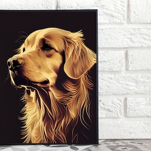 Golden Retriever Art Wall Art Printable Poster Digital Download Retreiver Dog Poster Pet Portrait Dog Lover Gift