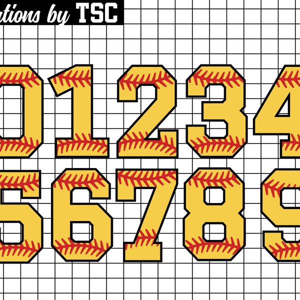 Softball Numbers | Digital Download | .PNG .SVG | Circuit Ready | Sublimation Ready