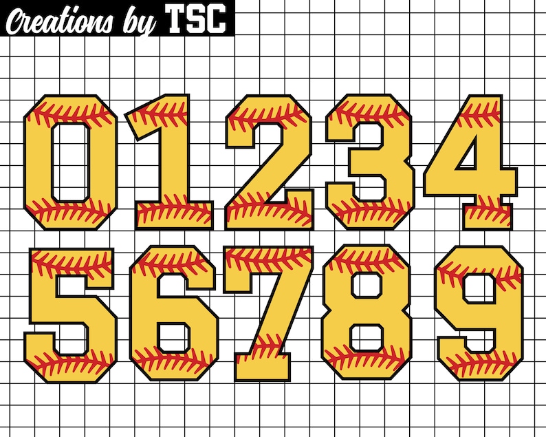 Softball Numbers Digital Download .PNG .SVG Circuit Etsy