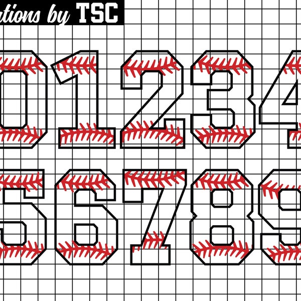 Baseball Numbers | Digital Download | .PNG .SVG | Circuit Ready | Sublimation Ready