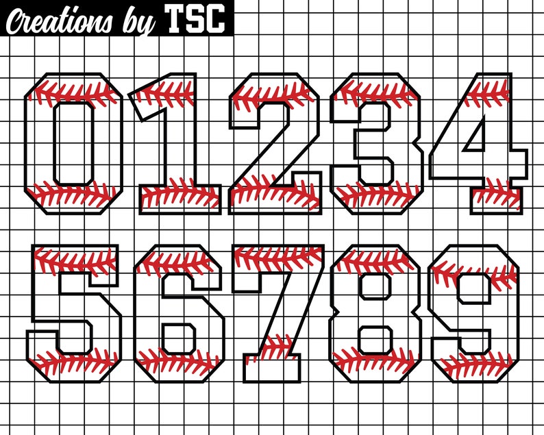 Baseball Numbers Digital Download .PNG .SVG Circuit Ready Sublimation Ready image 1