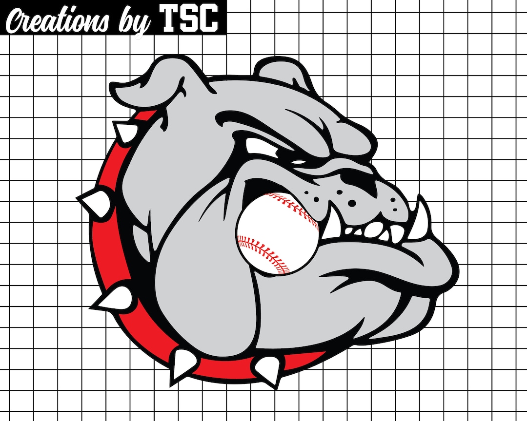 Bulldog Mascot Baseball in Mouth Digital Download .PNG Sublimation