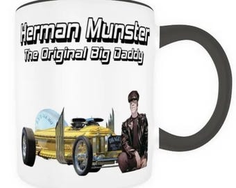 Herman Munster Coffee Mug: Dragula Drag Racing, Classic TV