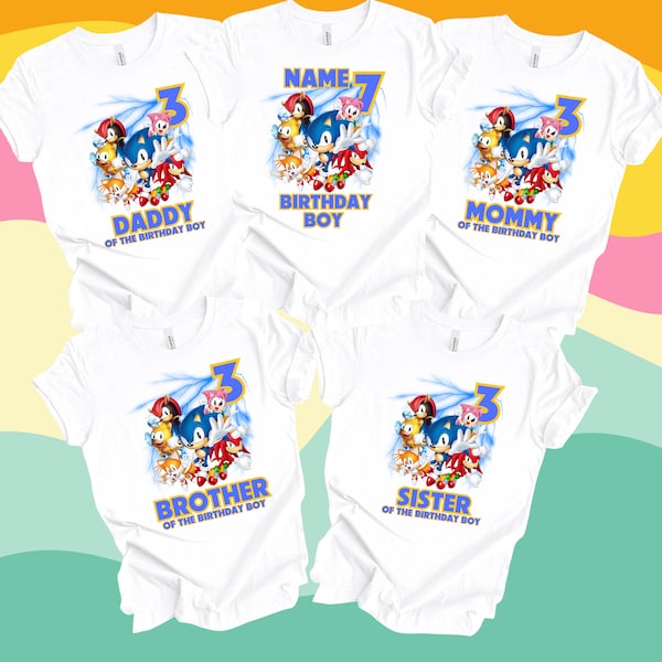 Personalized Sonic Birthday shirt, Custom Sonic Shirt, Sonic Hedgehog Birthday Shirt, Birthday Boy Girl Shirt, Custom Family Birthday Shirt