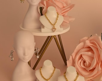 Handmade Jeweled Doll Necklace and Earrings - 1:6 Scale Fashion Jewelry