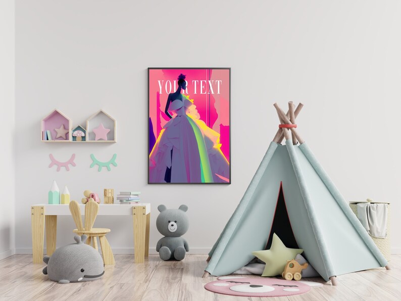 May include: A light blue teepee tent with a red and brown wooden frame, a star-shaped pillow, and a toy car inside. The teepee is in a room with a white wall, a wooden table, and a stuffed animal.