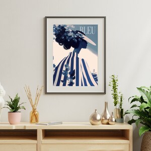 vogue print digital.
Image featuring an illustration with text that can be customized.
Vintage monochrome illustration of a woman with long wispy strands and flowers, wearing a large wavy vintage hat and wearing high fashion striped clothing.