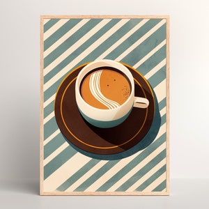 Arte de pared de café vintage / Cartel de café de mediados de siglo / Impresión de café de los años 70 / Arte de pared de café retro / Decoración de cocina boho / Regalo para amantes del café