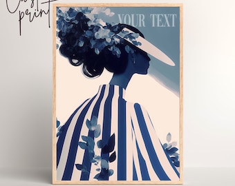 Custom Print | Digital Wall Art | Blue Monochrome Wall Art | Vogue Poster like | Custom Vogue Wall Art | Boho Bedroom Wall Art | Custom Gift