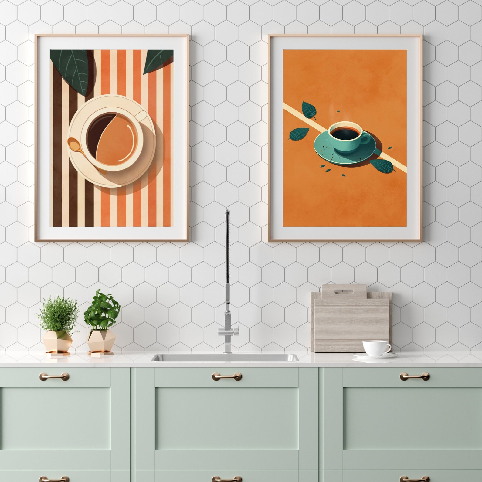 Retro Coffee Wall Art Mid Century Coffee Print Art Vintage Etsy