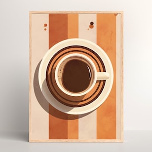 Arte de la pared del café de mediados de siglo / Impresión de café vintage / Cartel de café pop art / Arte de la pared del café de los años 70 / Decoración de los años 70 / Regalo para los amantes del café