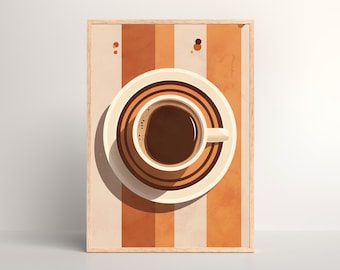 Mid Century Coffee Wall Art | Vintage Coffee Print | Pop Art Coffee Poster | 70s Coffee Wall Art | 70s Decor | Gift for Coffee Lover